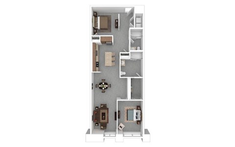 Floor plan for 2 beds, 2 baths, 1275 sqft